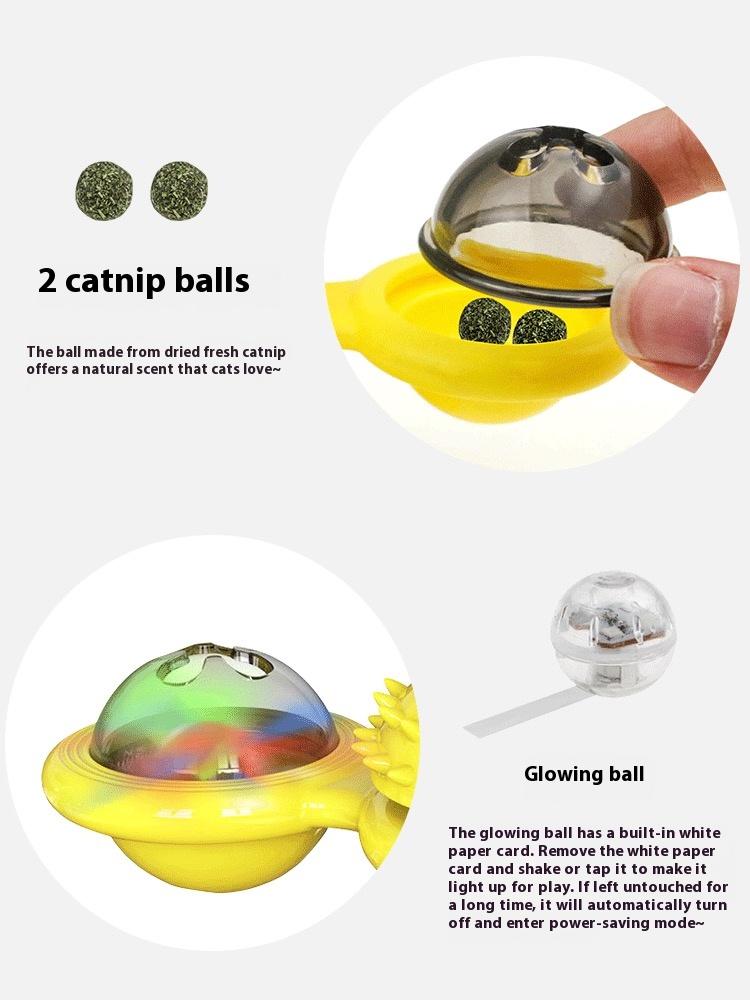 Interactive Cat Toy Set with Windmill LED Ball, Suction Cup & Catnip, Indoor Exercise & Entertainment