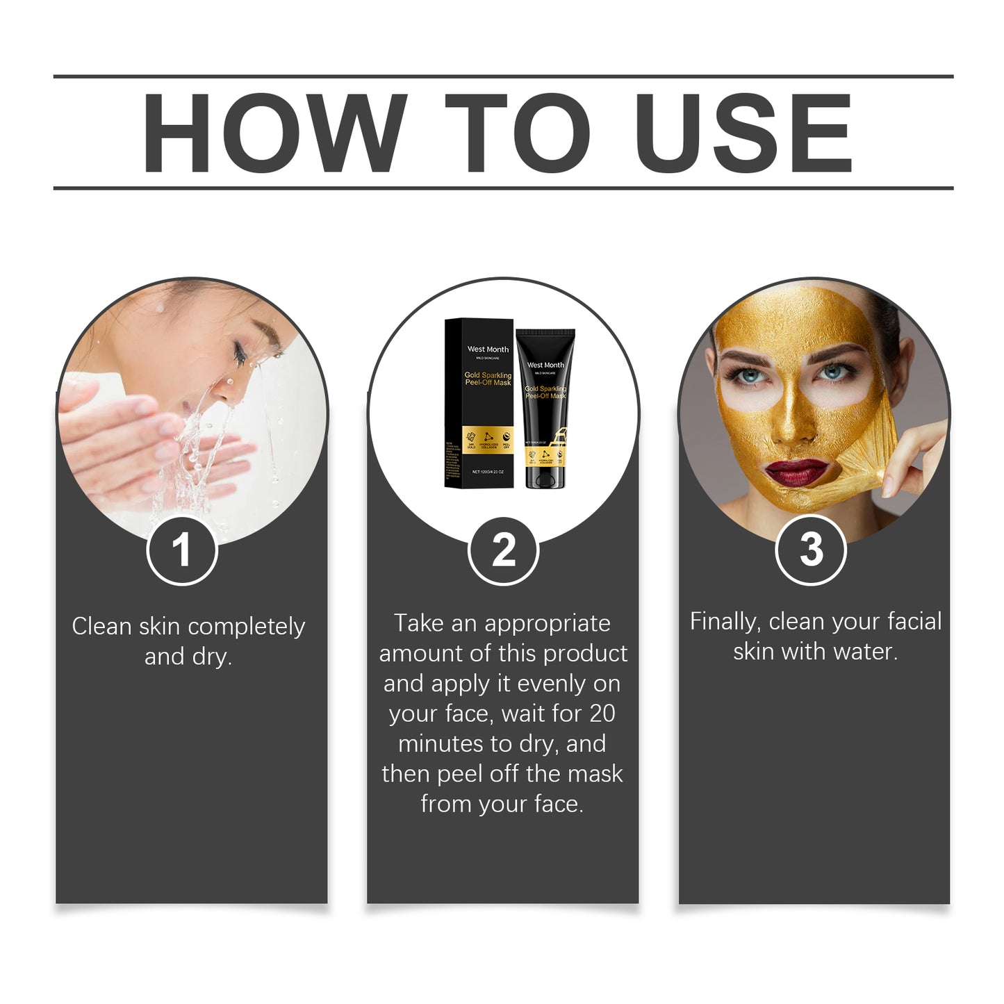 24K Gold Collagen Peel-Off Facial Mask - Deep Cleansing & Firming