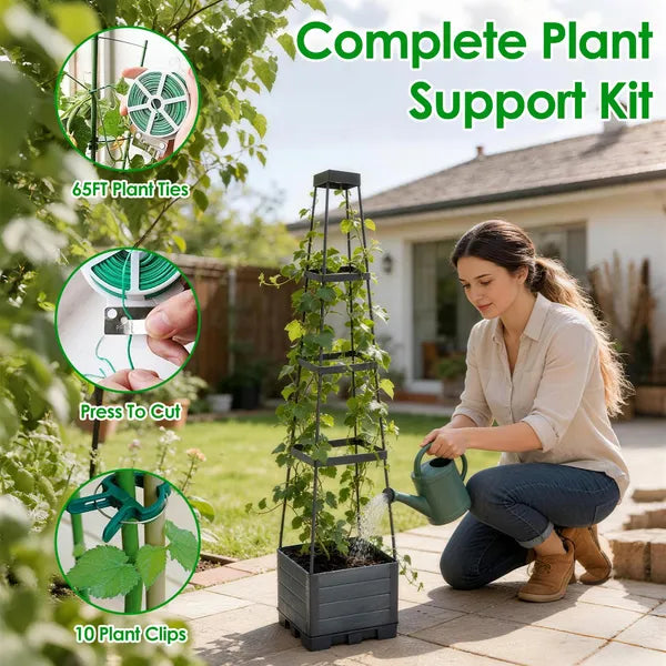 Raised Garden Bed Planter with Trellis - Self-Watering, Adjustable Height, 56"