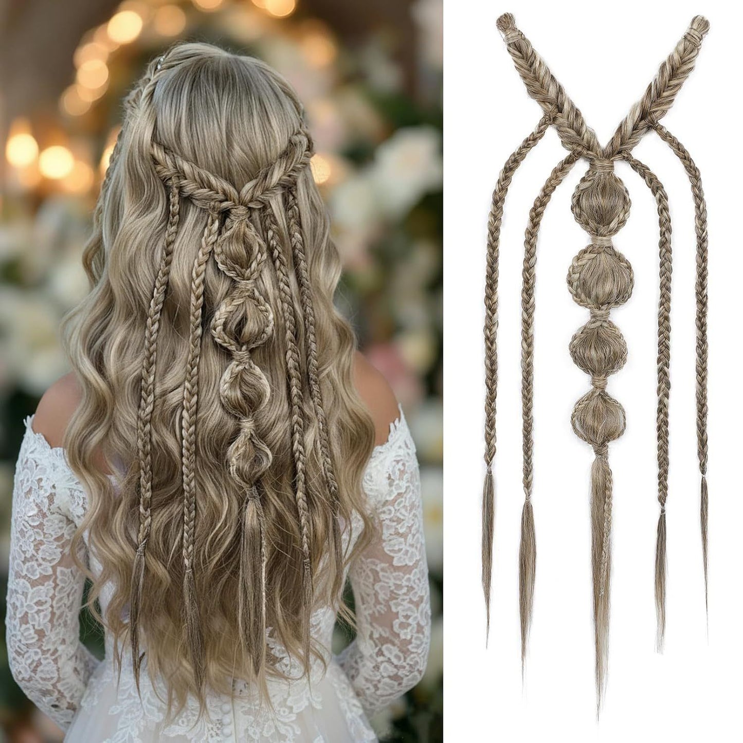 Bohemian Braided Synthetic Hair Wig for Women - High-Temperature Resistant Fiber