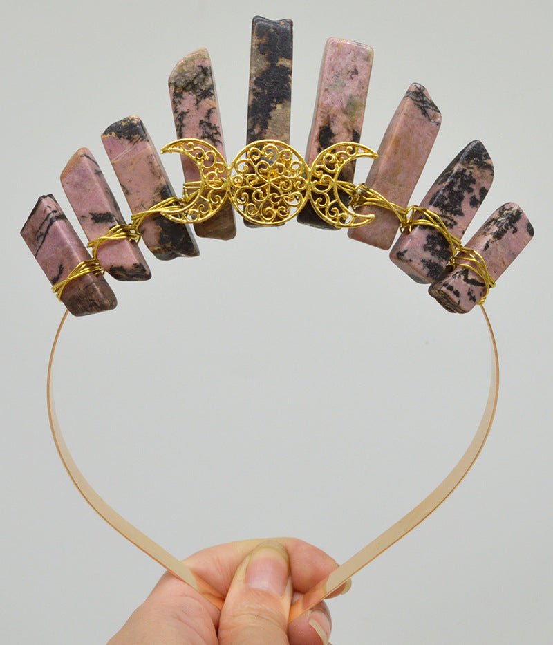 Natural Crystal Moon Headband Unisex Hair Accessory for Beauty & Hair Styling