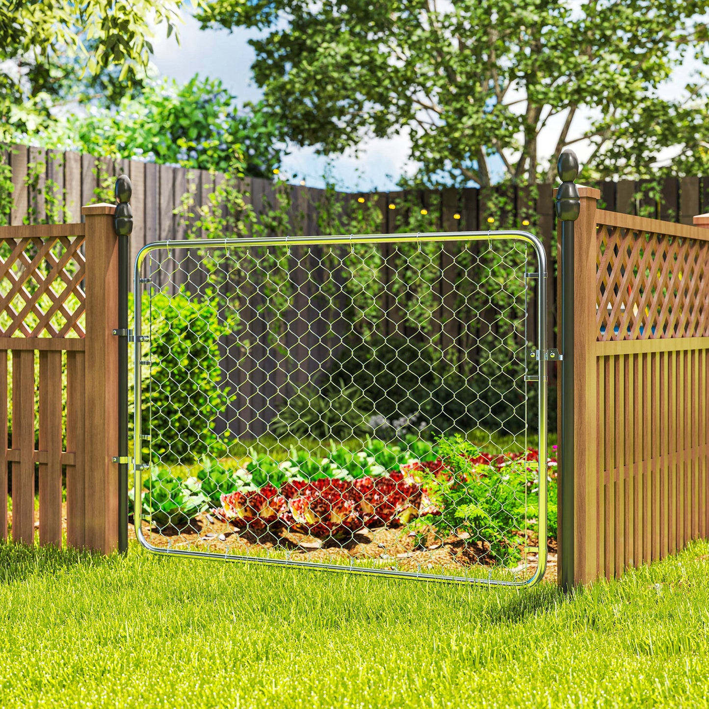 Galvanized Steel Garden Gate - 47.2 x 70.9 in., Silver
