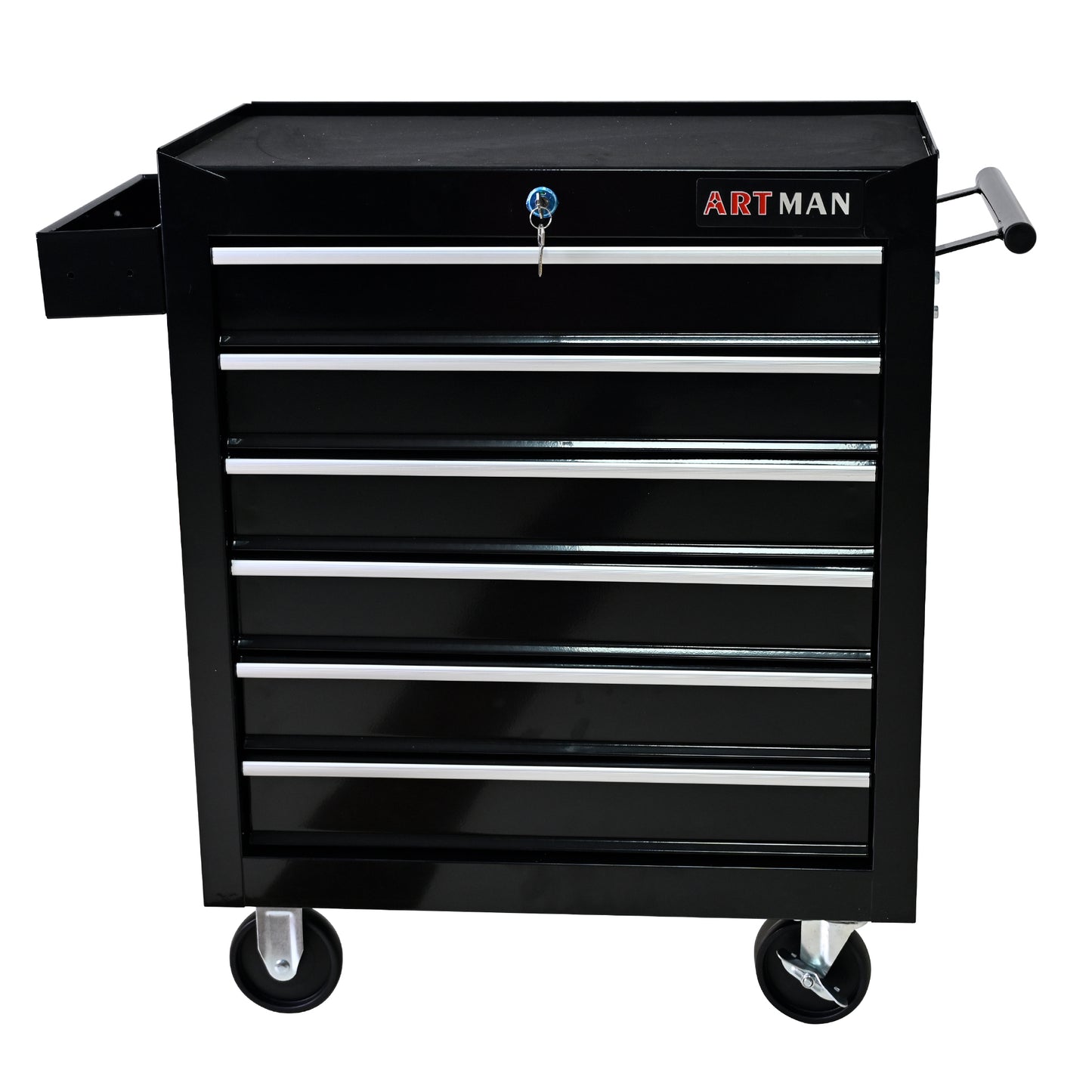 Black Steel 6-Drawer Mobile Tool Storage Cart with Wheels