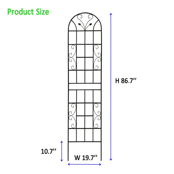 Metal Garden Trellis for Climbing Plants - 2 Pack, 86.7" x 19.7", Rustproof, Black