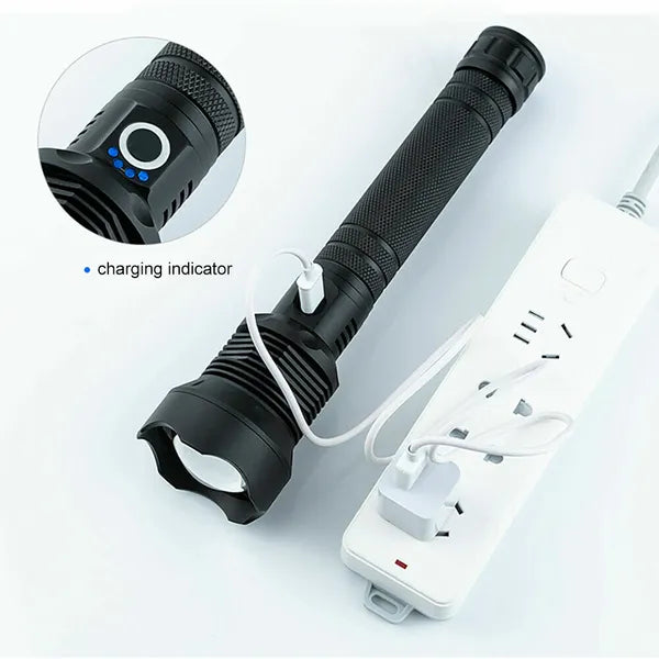 Rechargeable 9500000 Lumen Tactical LED Flashlight - Black