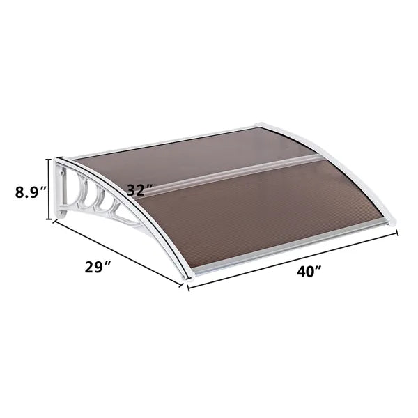 Eaves Canopy Rain Cover for Doors & Windows - Brown & White