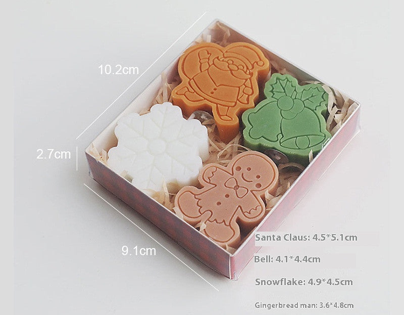 Holiday Scented Candles Set with Snowman & Snowflake Shapes - Freesia Fragrance