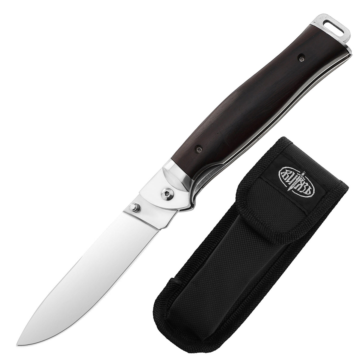 Outdoor Folding Knife - Stainless Steel Blade with Wooden or Ebony Handle