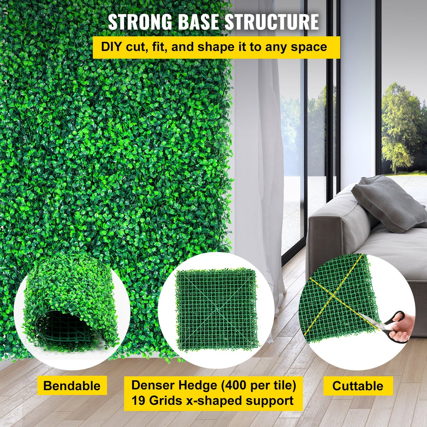 Artificial Boxwood Hedge Wall Panels 20 pcs 20x20 Inches Privacy Fence Outdoor Indoor