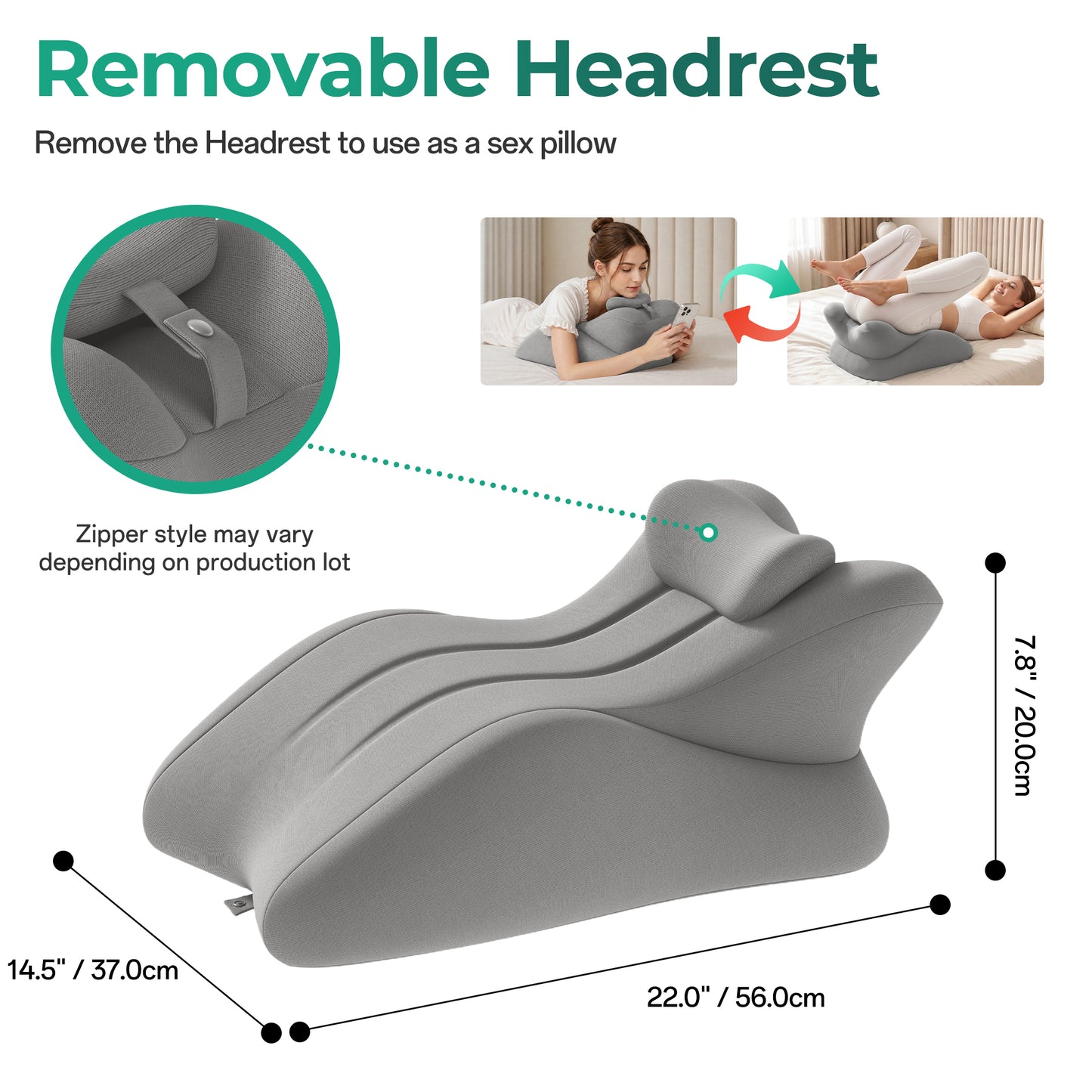 Ergonomic Memory Foam Support Pillow for Couples - Grey