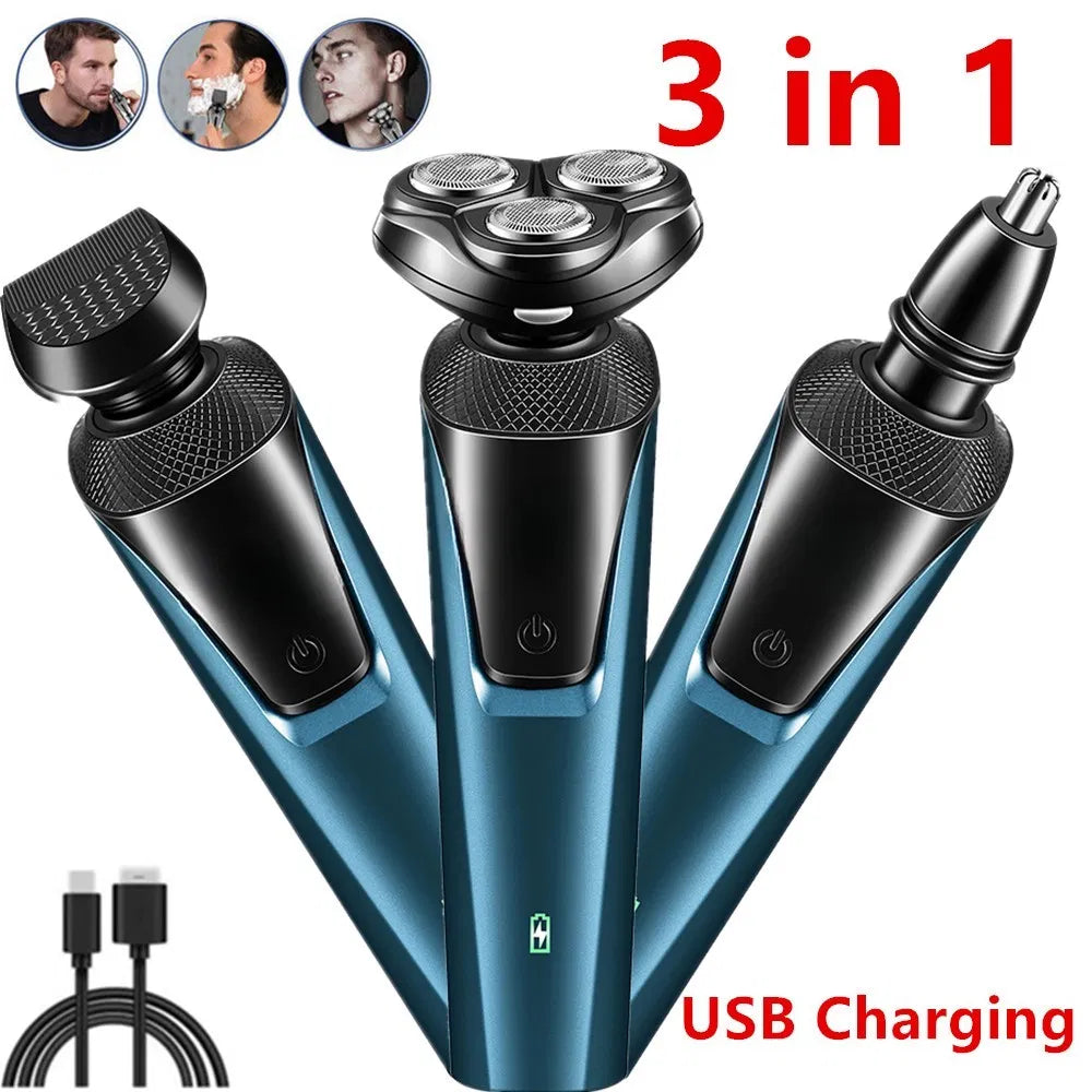 4D Rotary Electric Shaver for Men - Waterproof Wet & Dry Cordless Razor - Gray