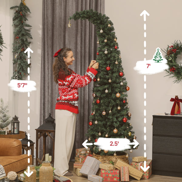 6ft Slim Christmas Tree with 200 LED Lights - Green