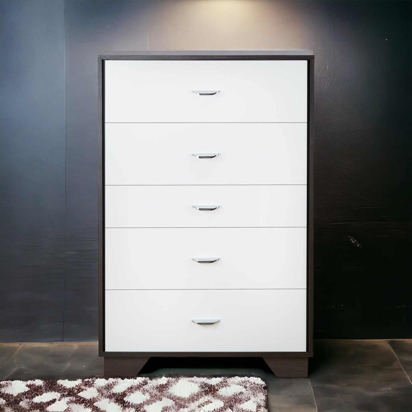 Espresso & White Finish 5-Drawer Chest - Stylish Storage