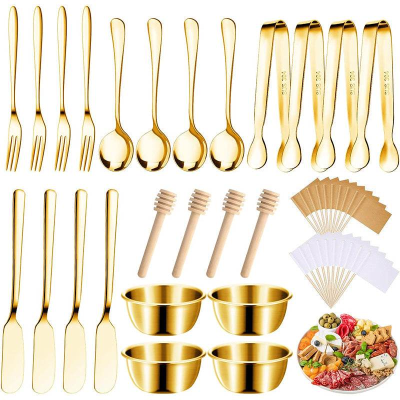 Stainless Steel Western-Style Cutlery Set - 44 Pieces Silver & Gold