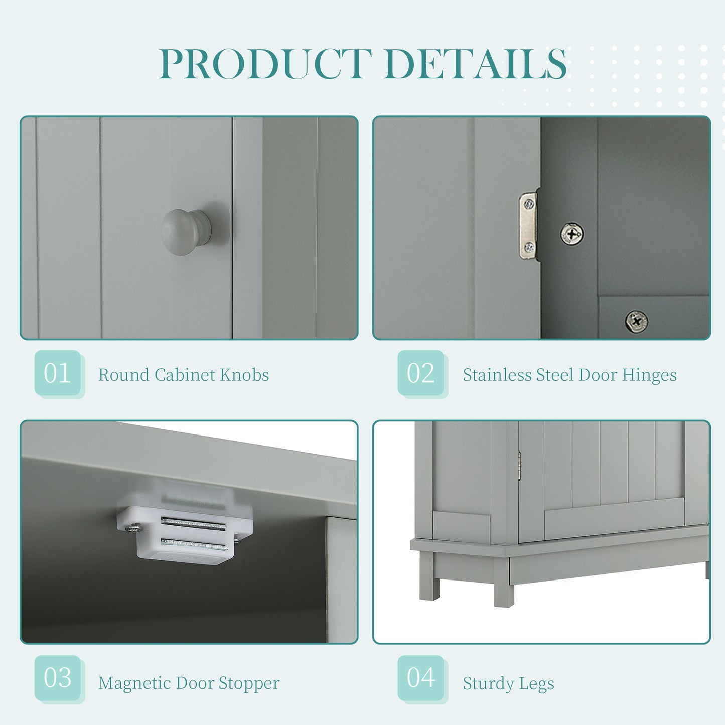 Gray Triangle Corner Bathroom Cabinet with Adjustable Shelf