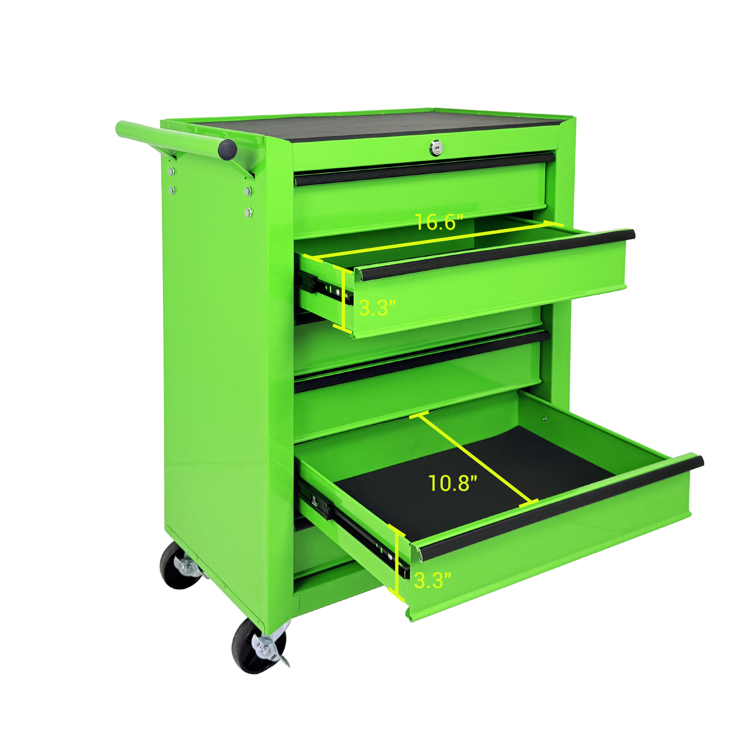 20-Inch Rolling Metal Tool Chest with 6 Drawers - Green