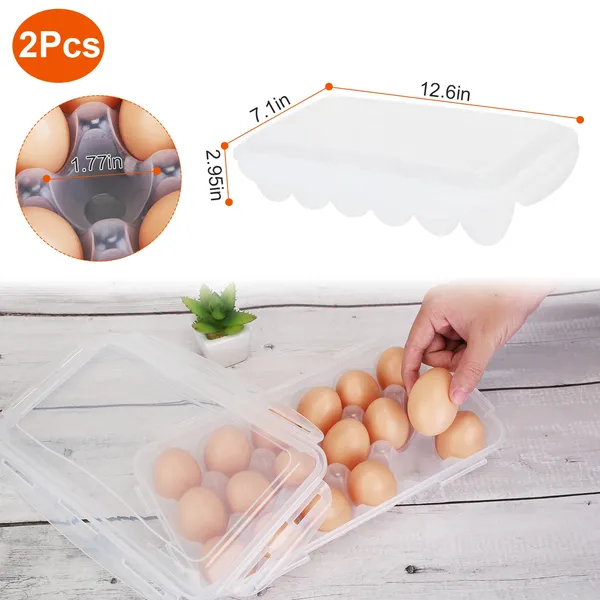 Stackable Egg Holder - 2Pcs Plastic Egg Storage Container