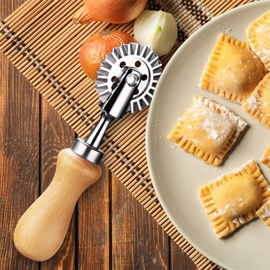 Pastry Wheel Cutter - Fluted Ravioli Crimper & Dough Tool