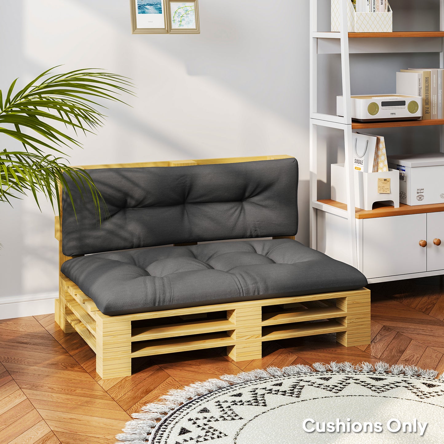 Outdoor Pallet Cushions Set - 3.9" Thick Tufted Gray