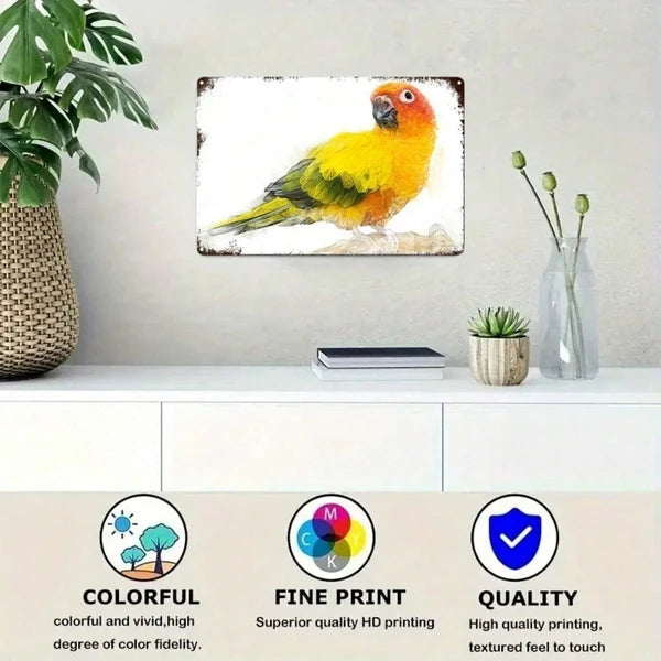Sun Conure Parrot Metal Sign - 8x12 Inch Wall Decor