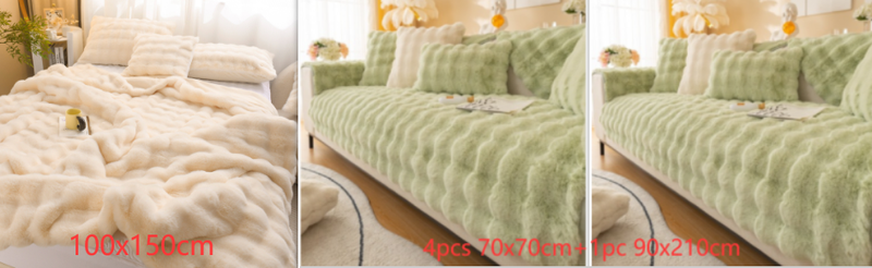 Thickened Rabbit Plush Sofa Cushion Set for Comfortable Home Decor