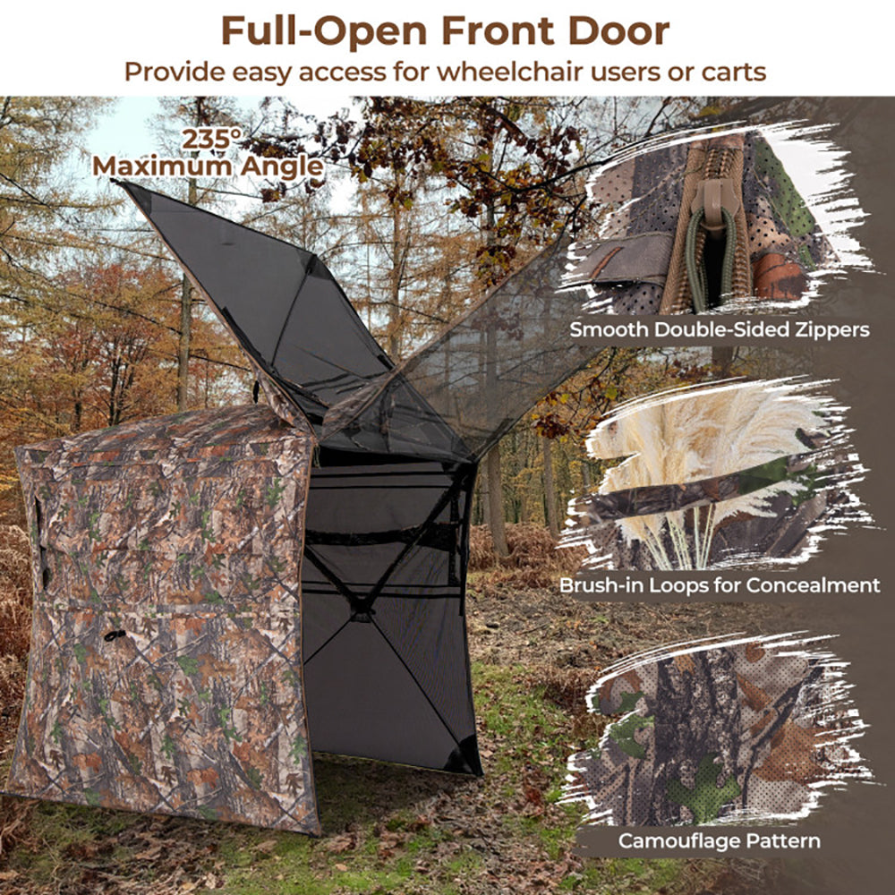 360-Degree One-Way See-Through Hunting Blind for 2-3 Persons - Camouflage