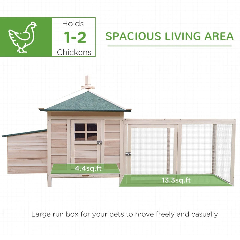 Wooden Chicken Coop with Nesting Box Outdoor Hen House with Ramp & Tray