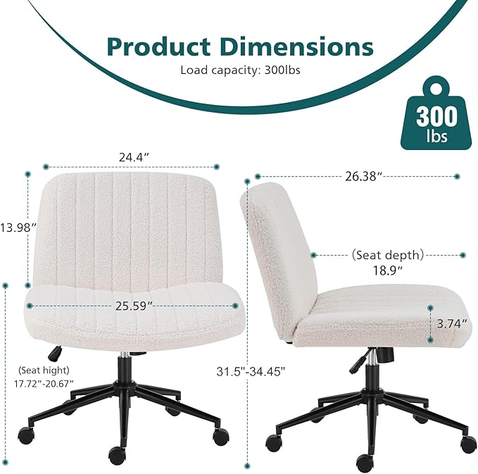 Height Adjustable Gray Office Desk Chair - Cross Legged Swivel