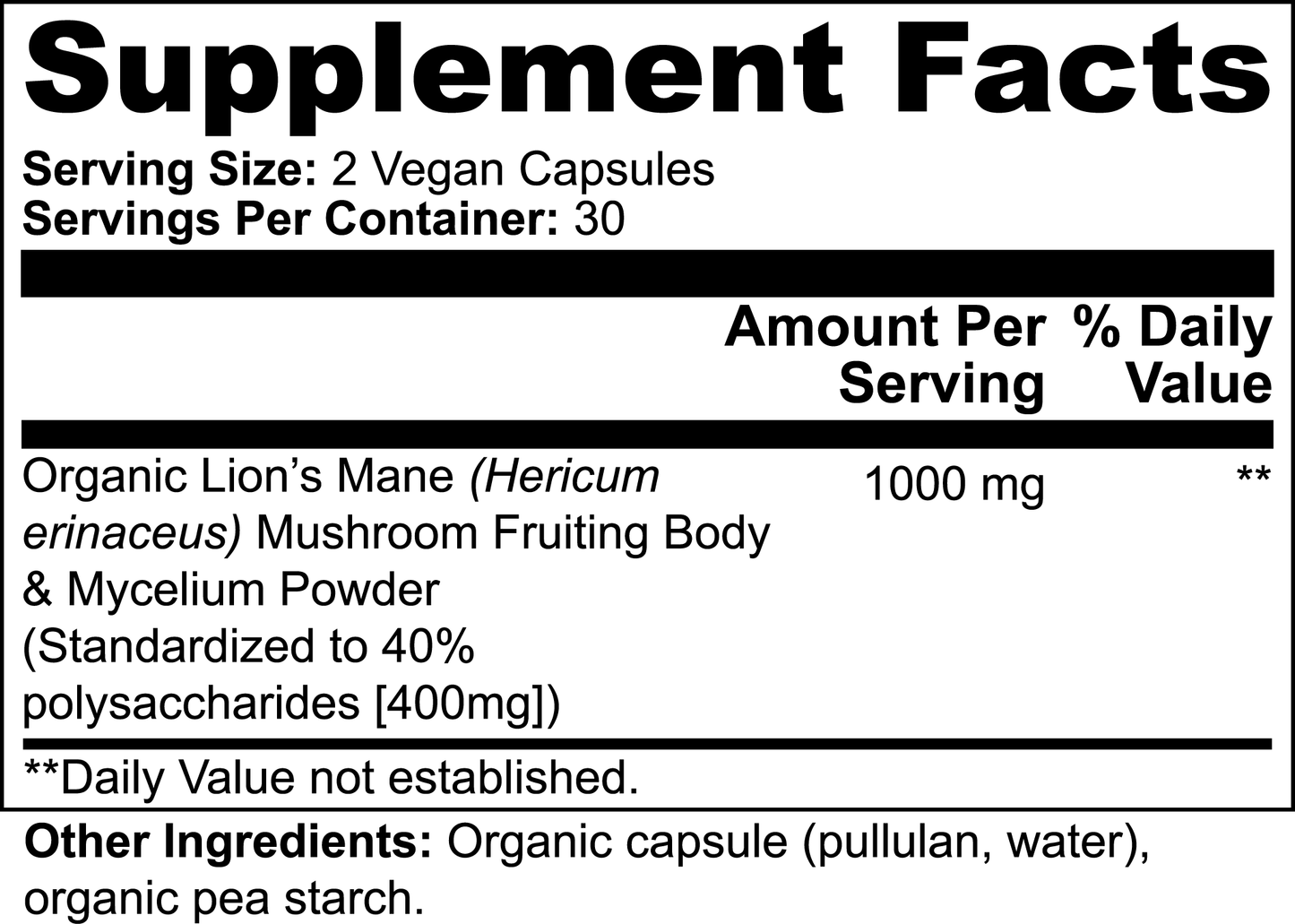 Lion's Mane Mushroom Supplement for Cognitive Focus and Energy Support