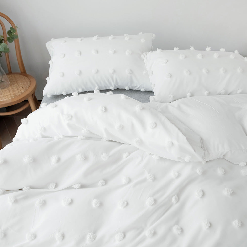 Nordic Style Bedding Set with Solid Color Quilt Cover and Pillowcases - Three-Piece Home Textile