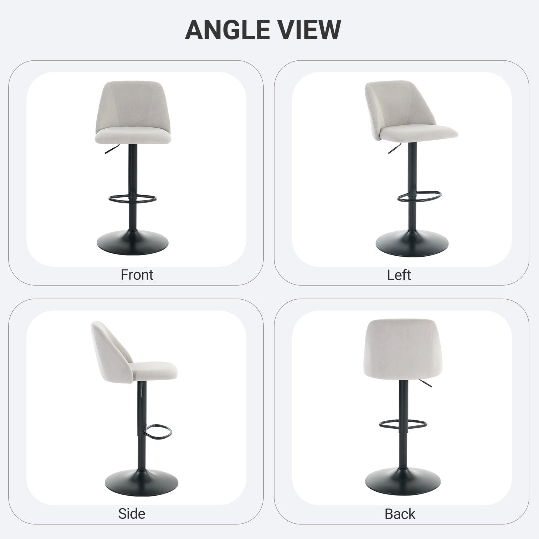 Adjustable Upholstered Swivel Bar Stools - Set of 1