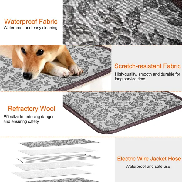 Waterproof Electric Pet Heating Pad for Dogs & Cats, Adjustable Temperature