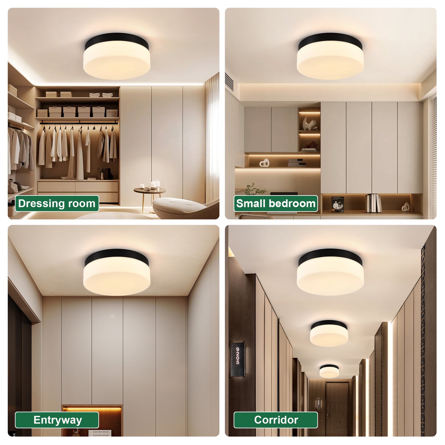 24W LED Flush Mount Ceiling Light Fixture - 12 Inch Round Lamp