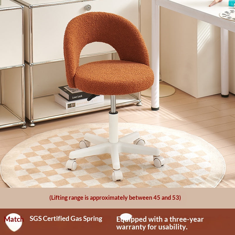 Fleece-Lined Computer Chair for Girls' Bedrooms - Multiple Colors