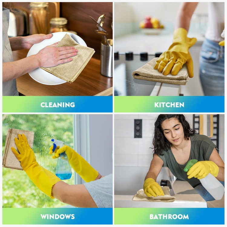 Microfiber Cleaning Cloths Pack - 12.5x12.5 Inch, Lint & Streak Free Car, Kitchen & Window Wipes