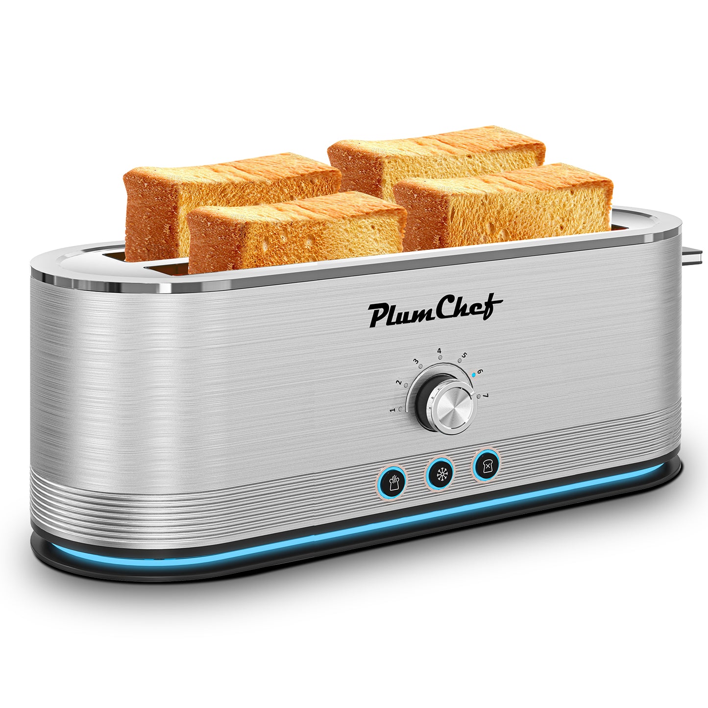 4-Slice Stainless Steel Toaster with 7 Settings and Removable Crumb Tray