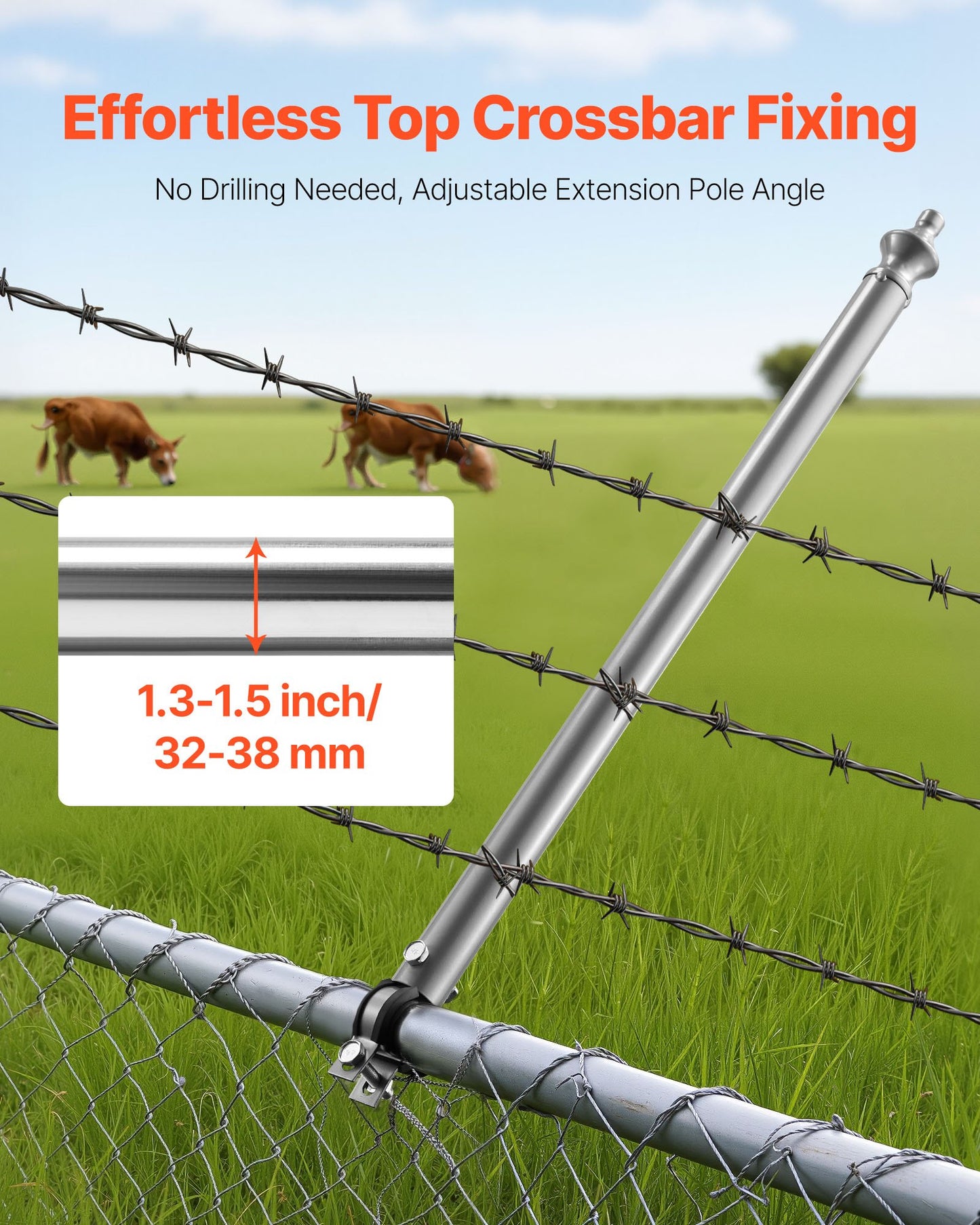 Galvanized Steel Fence Extenders 27.4 Inch for Top Rails - Heavy Duty, Weather-Resistant