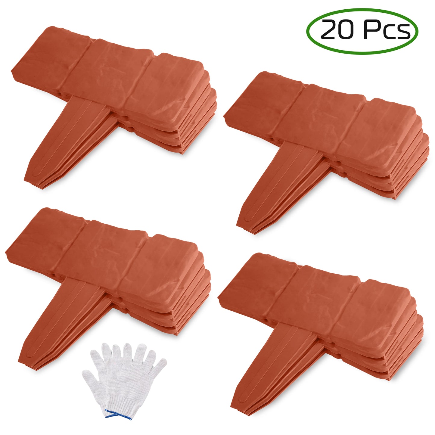 20 Pcs Plastic Garden Edging Border Stones for Lawn & Flowerbeds