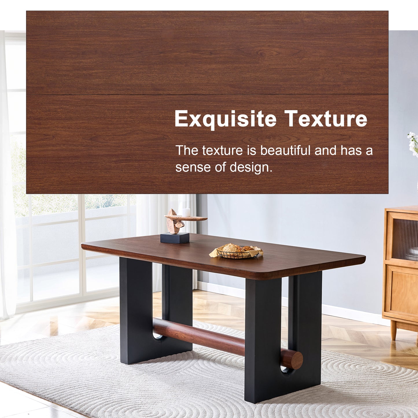 Compact Walnut & Black Dining Table for Small Spaces