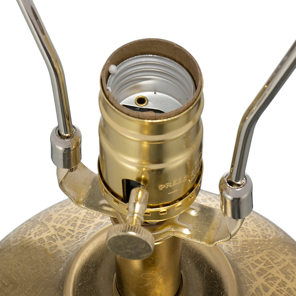 D18x31 Round Aluminum Sheet Gold Table Lamp With White Fabric Shade