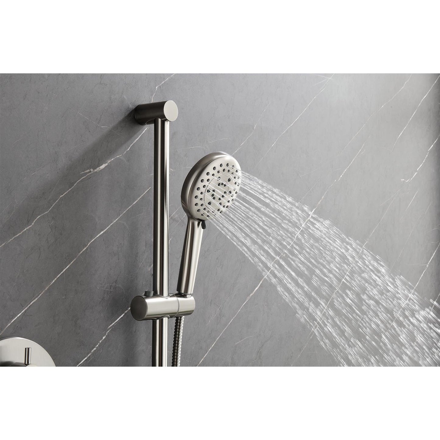 Wall-Mounted Shower System with Rain Shower Head - Brushed Nickel