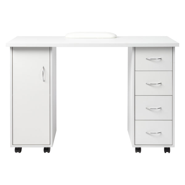 White Computer Desk with 4 Drawers and Wrist Rest - 120x54x81cm