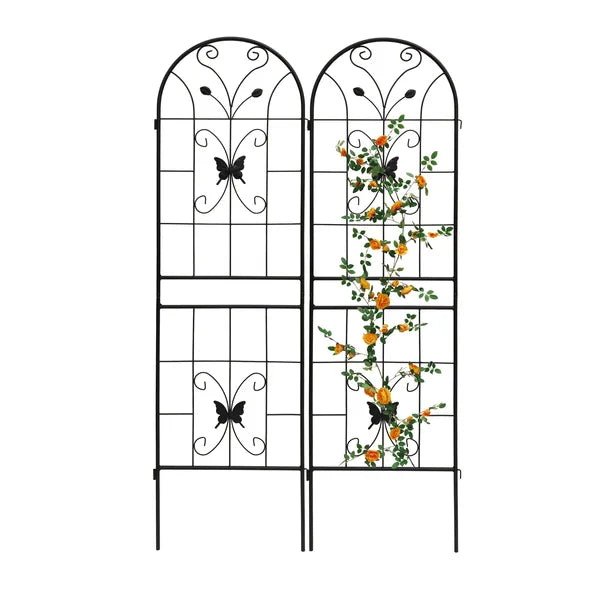 Metal Garden Trellis 71" x 19.7" - Rustproof Climbing Support - Black - 2 Pack