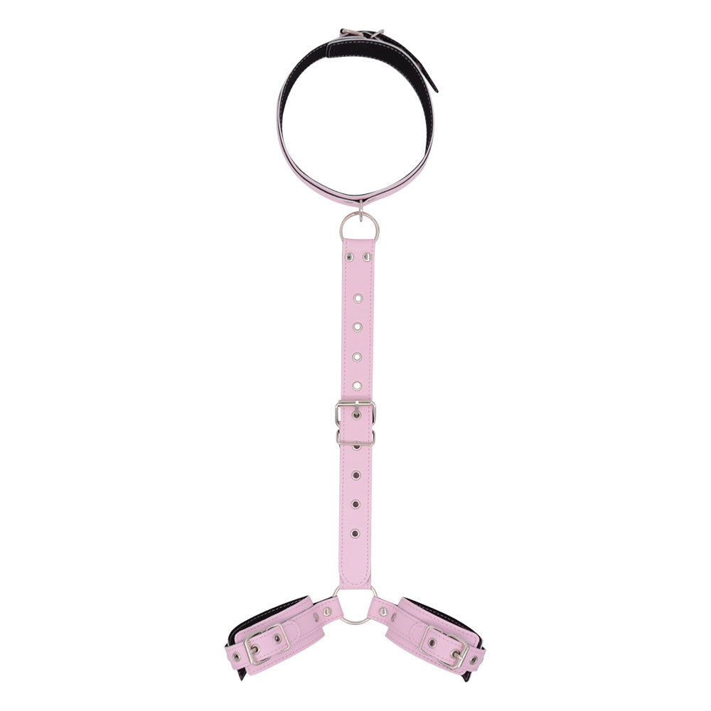 Adult Couple Leather Handcuffs and Collar Set - BDSM Fetish Toys