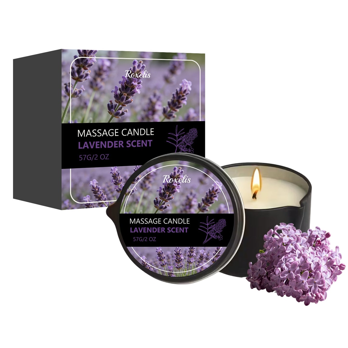 Aromatherapy Massage Candle with Jasmine & Lavender Flavors - Relaxing Scented Candle for Beauty & Spa