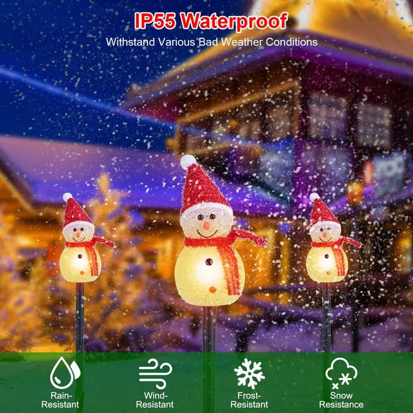 Solar Powered Snowman Stake Light - Waterproof LED Christmas Decor