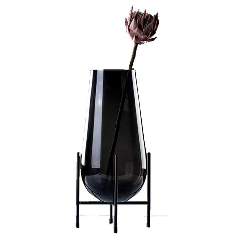 Luxury Glass Vase and Fruit Plate Decor Set - Green & Black Variants