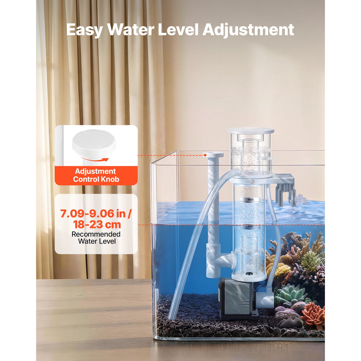 Hang-On Protein Skimmer for 20-30 Gallon Saltwater Aquarium with DC Pump - Adjustable Reef Tank Filter