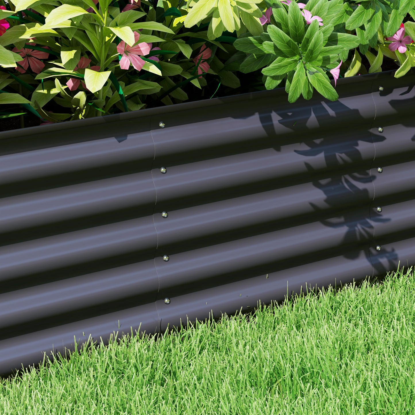 Galvanized Raised Garden Bed Kit - Dark Gray Metal Planter Box, 94.5 x 23.5 inches