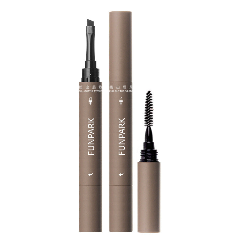 Waterproof Smear-Proof Eyebrow Pencil with Brush - Dark Brown & Gray Brown
